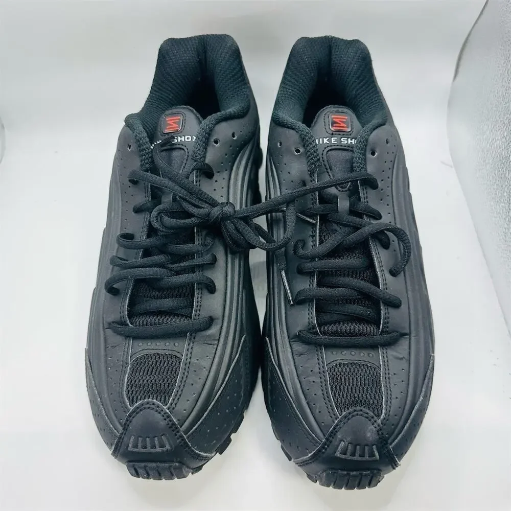 Nike Shox R4 Sneakers Triple Black Red Accents Athletic | Women's Size 10.5 US